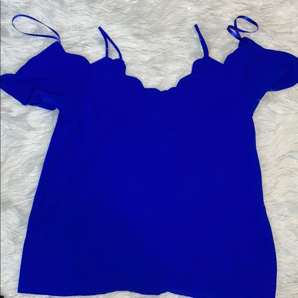 beautiful blue off the shoulder blouse